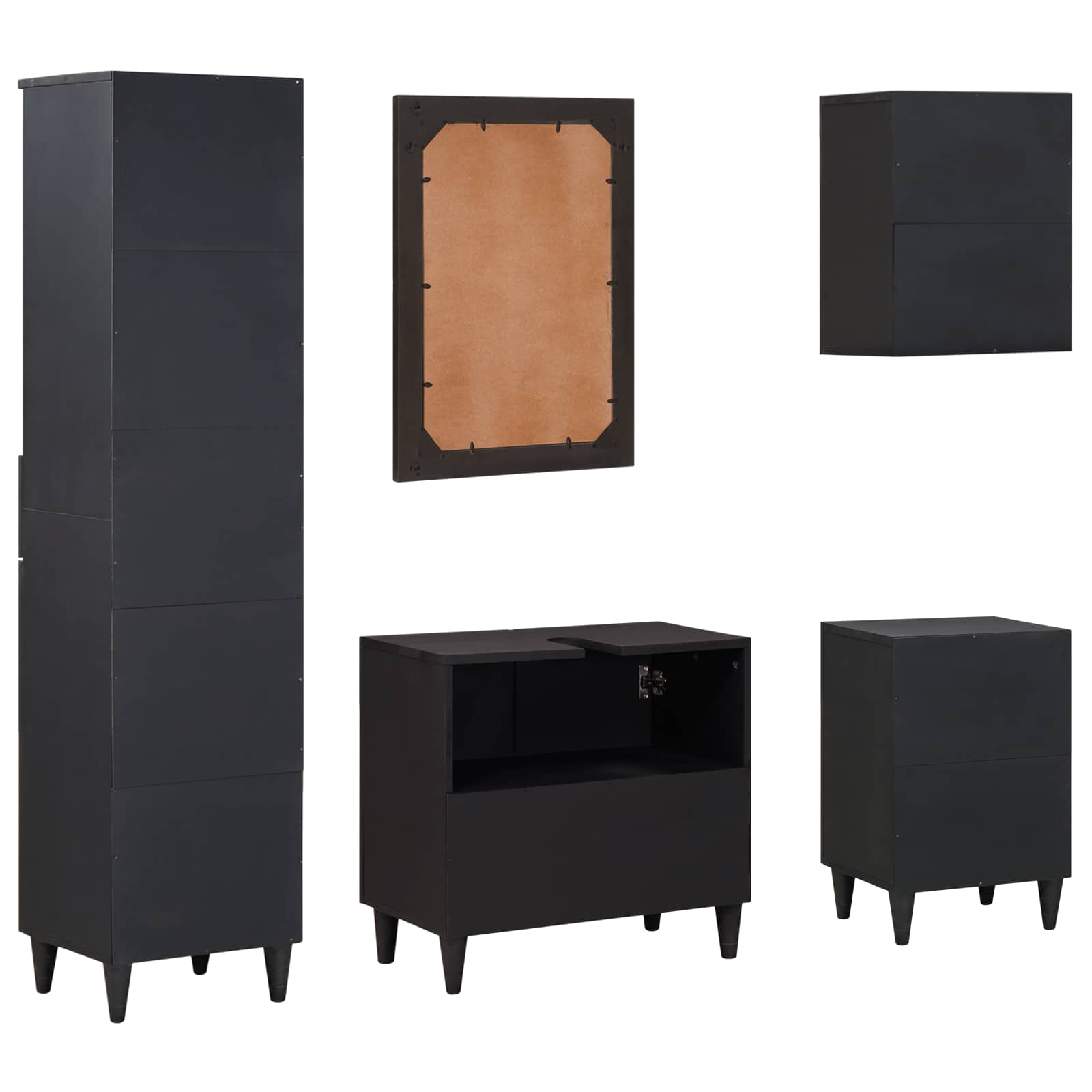 Badezimmerschrank-Set mit Schubladen 5 pcs Massivholz Mango
