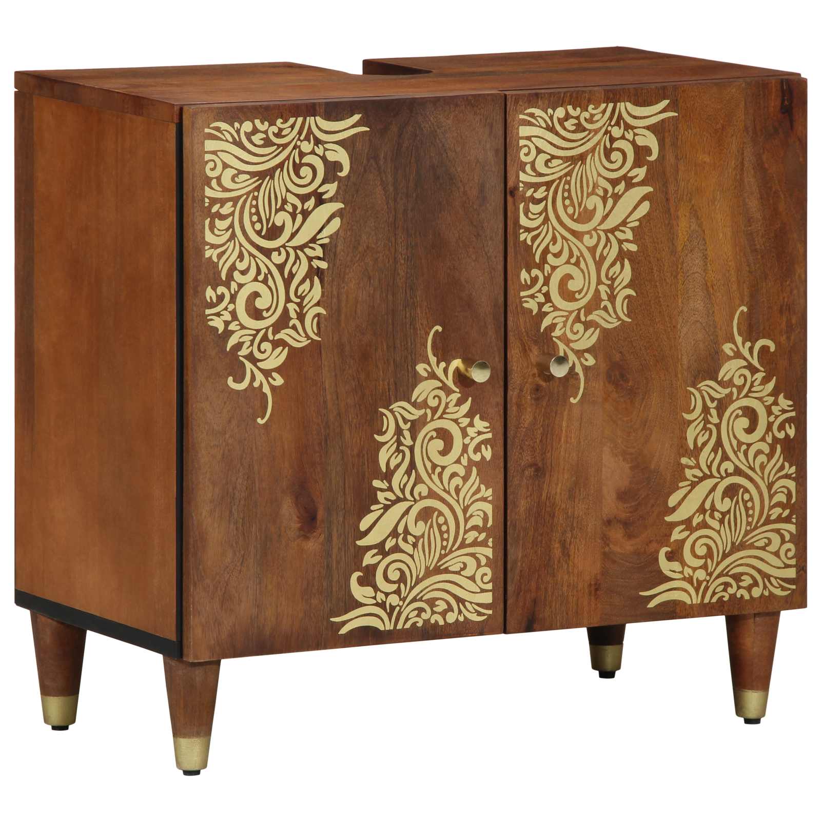 Badezimmerschrank-Set mit Tür 2 pcs Honigbraun Massivholz Mango