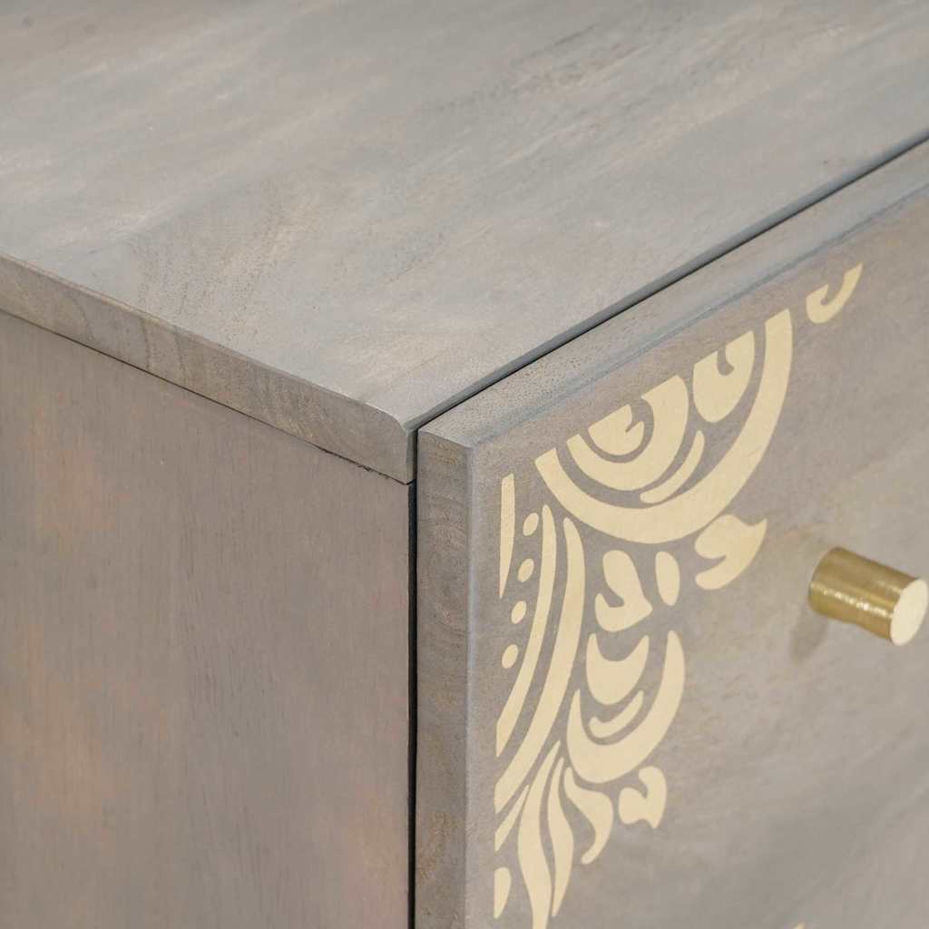 Badezimmerschrank-Set Wandmontiert 2 pcs Grau Massivholz Mango