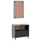 Badezimmerschrank-Set Wandmontiert 2 pcs Grau Massivholz Mango