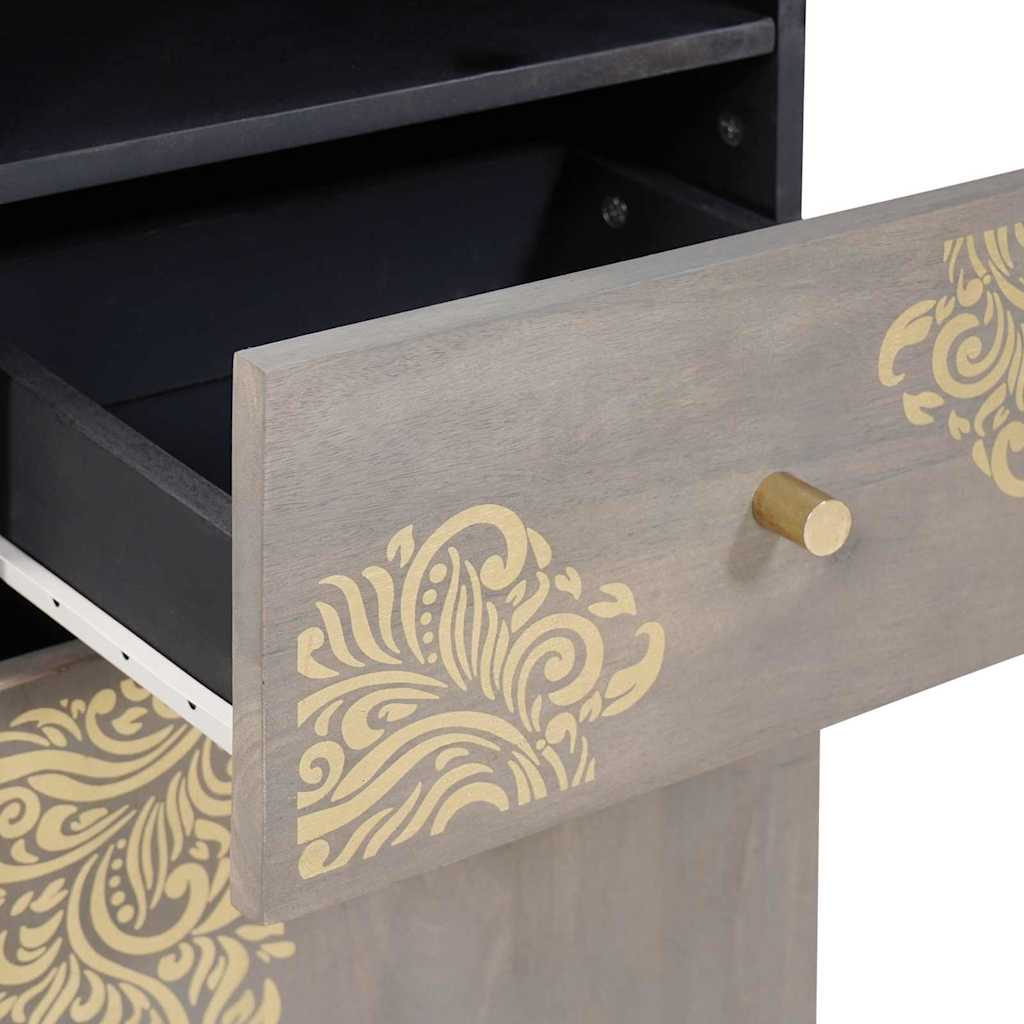 Badezimmerschrank-Set Wandmontiert 3 pcs Grau Massivholz Mango