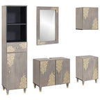 Badezimmerschrank-Set Wandmontiert 5 pcs Grau Massivholz Mango