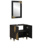 Badezimmerschrank-Set mit Tür 2 pcs Schwarz Massivholz Mango