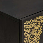 Badezimmerschrank-Set mit Tür 5 pcs Schwarz Massivholz Mango