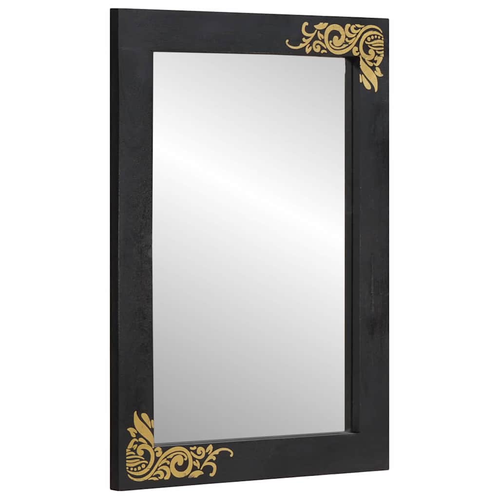 Badezimmerschrank-Set mit Tür 5 pcs Schwarz Massivholz Mango