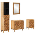 Badezimmerschrank-Set mit Schubladen 4 pcs Massivholz Mango