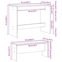 3-tlg. Esstisch und Bank Set Artisan-Eiche Holzwerkstoff