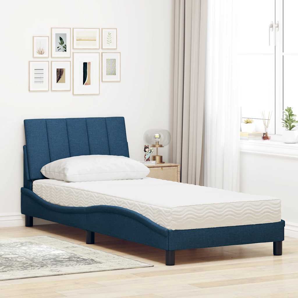 Bett mit Matratze Blau 80x200 cm Stoff