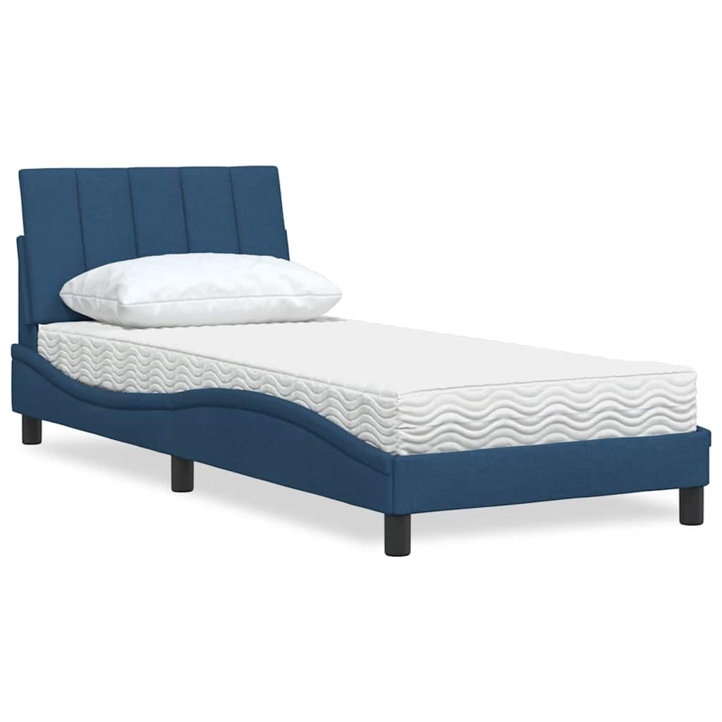 Bett mit Matratze Blau 80x200 cm Stoff