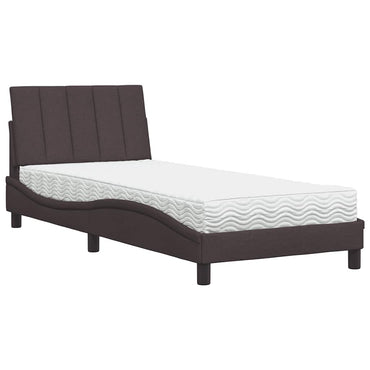 Bett mit Matratze Dunkelbraun 90x200 cm Stoff