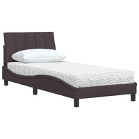 Bett mit Matratze Dunkelbraun 90x200 cm Stoff