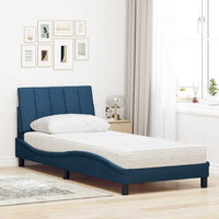 Bett mit Matratze Blau 90x200 cm Stoff