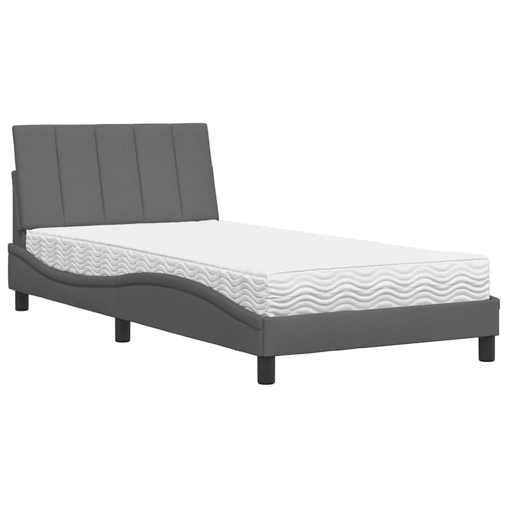 Bett mit Matratze Dunkelgrau 100x200 cm Stoff