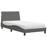 Bett mit Matratze Dunkelgrau 100x200 cm Stoff