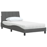 Bett mit Matratze Dunkelgrau 100x200 cm Stoff