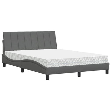 Bett mit Matratze Dunkelgrau 140x190 cm Stoff