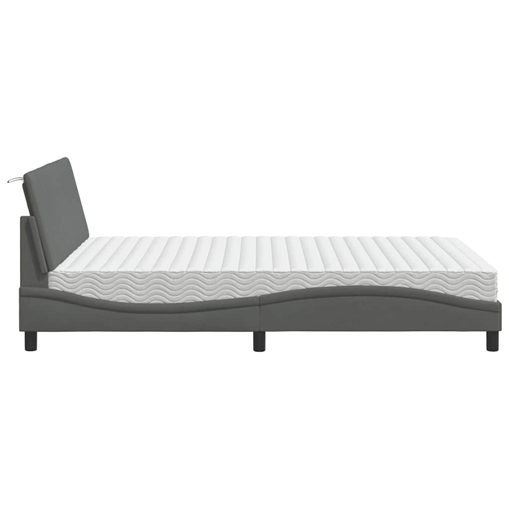 Bett mit Matratze Dunkelgrau 140x190 cm Stoff