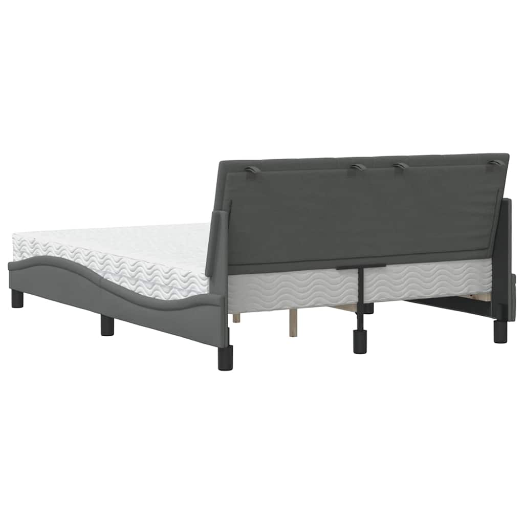 Bett mit Matratze Dunkelgrau 140x190 cm Stoff