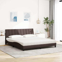 Bett mit Matratze Dunkelbraun 180x200 cm Stoff