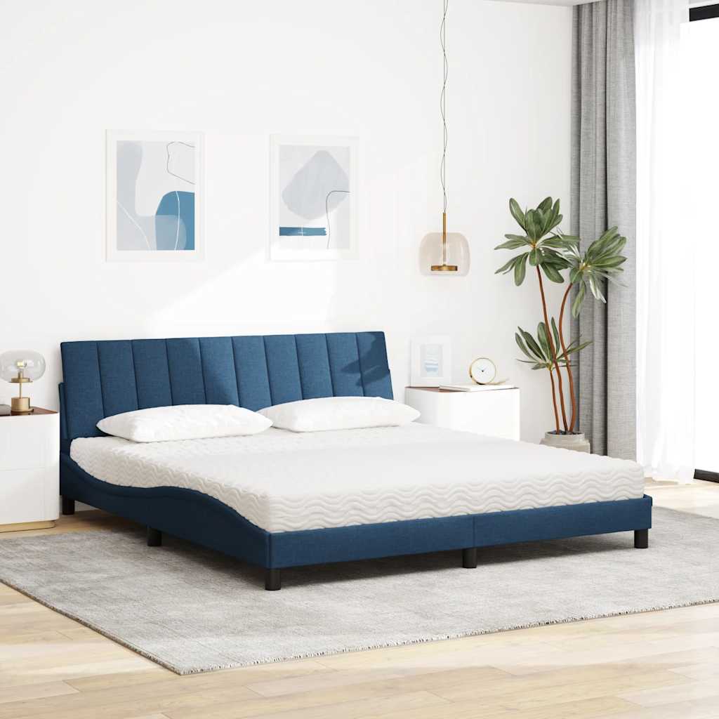 Bett mit Matratze Blau 180x200 cm Stoff