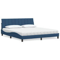 Bett mit Matratze Blau 180x200 cm Stoff