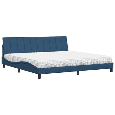 Bett mit Matratze Blau 200x200 cm Stoff