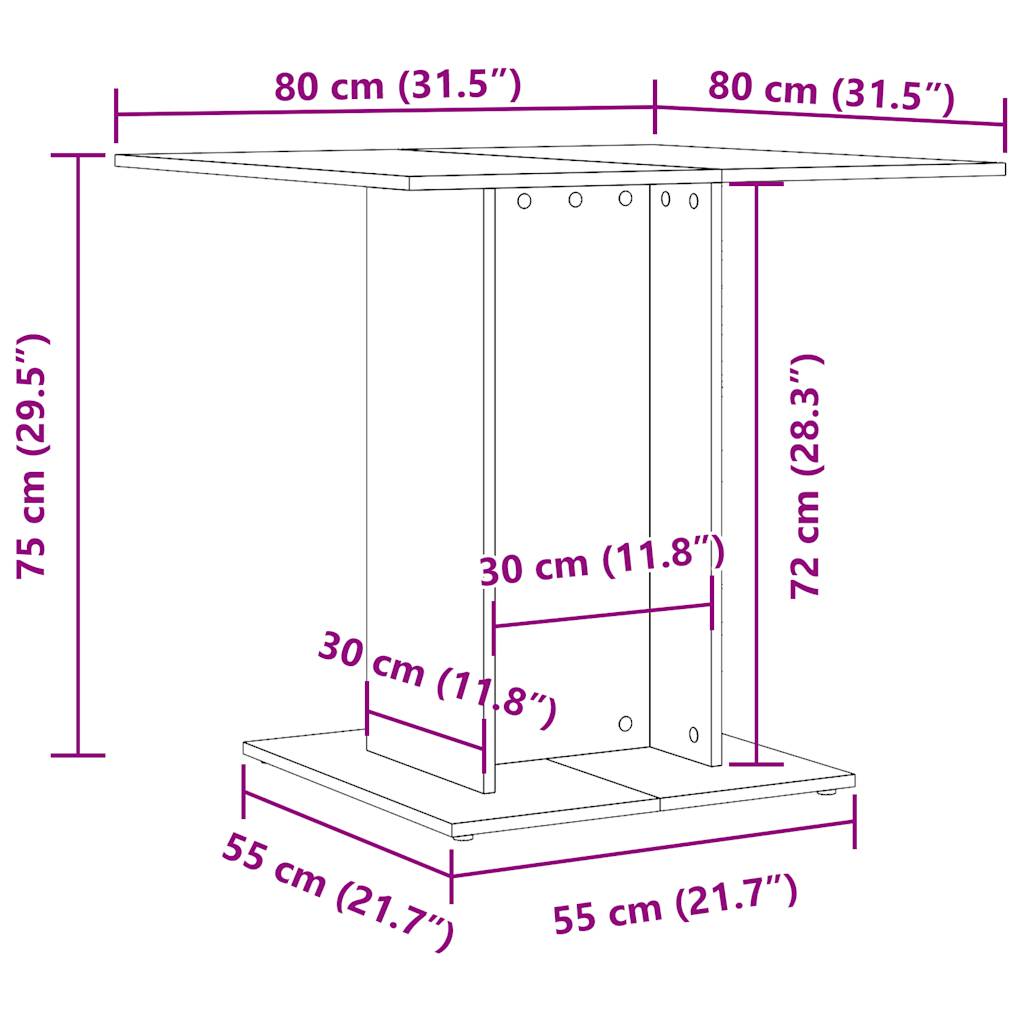 Esstisch Altholz-Optik 80x80x75 cm Holzwerkstoff