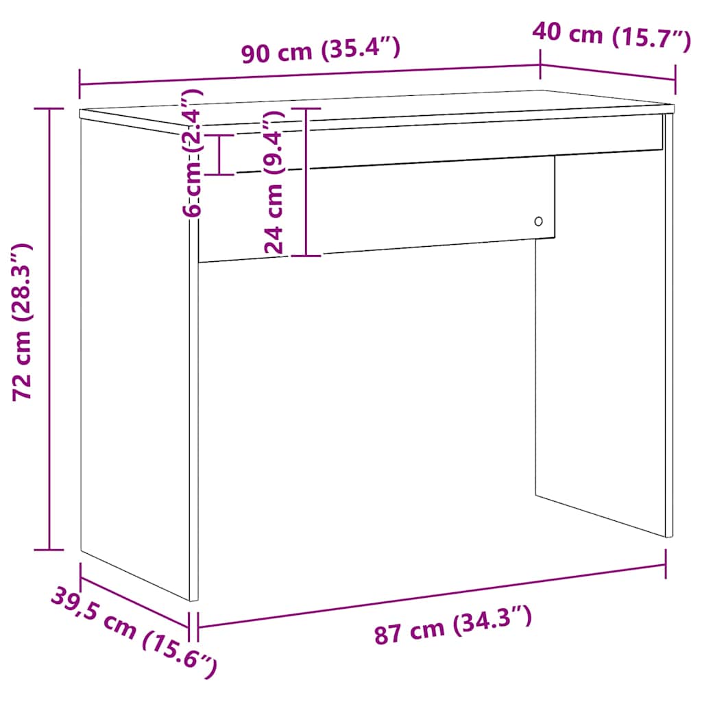 Schreibtisch Artisan-Eiche 90x40x72 cm Holzwerkstoff