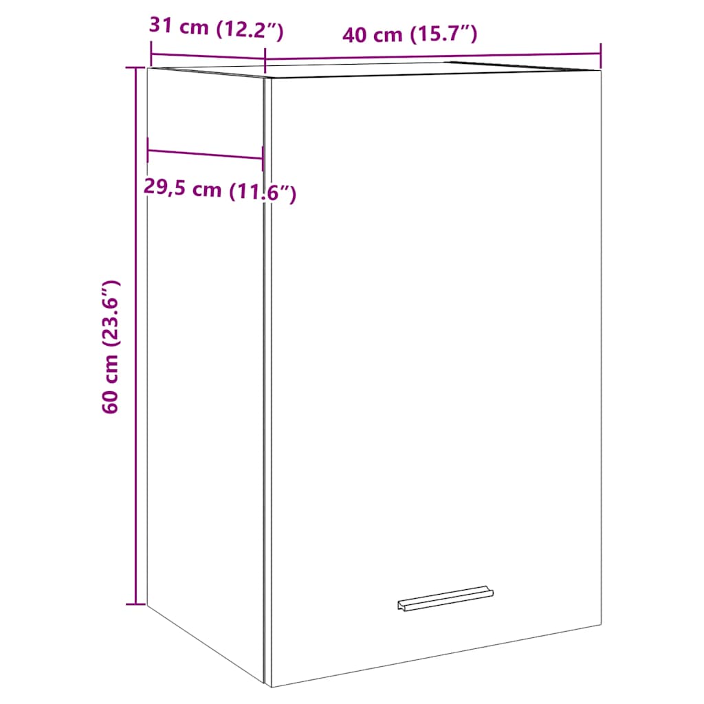 Hängeschrank Betongrau 40x31x60 cm Holzwerkstoff