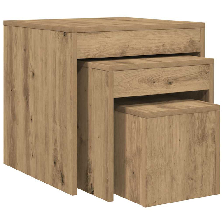 Satztische 3 Stk. Artisan-Eiche Holzwerkstoff