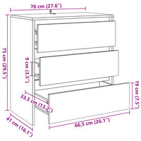 Sideboard Artisan-Eiche 70x41x75 cm Holzwerkstoff