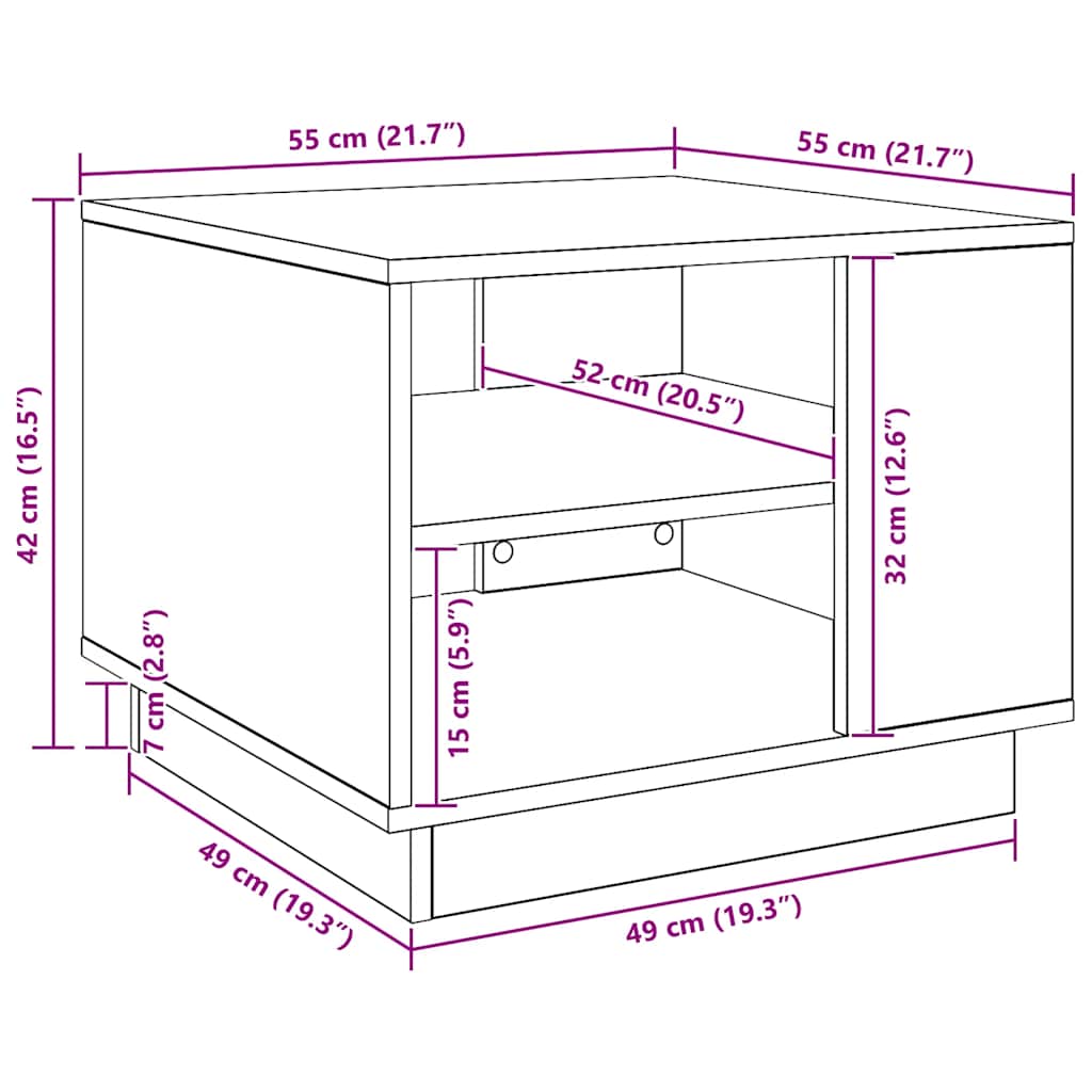 Couchtisch Artisan-Eiche 55x55x42 cm Holzwerkstoff