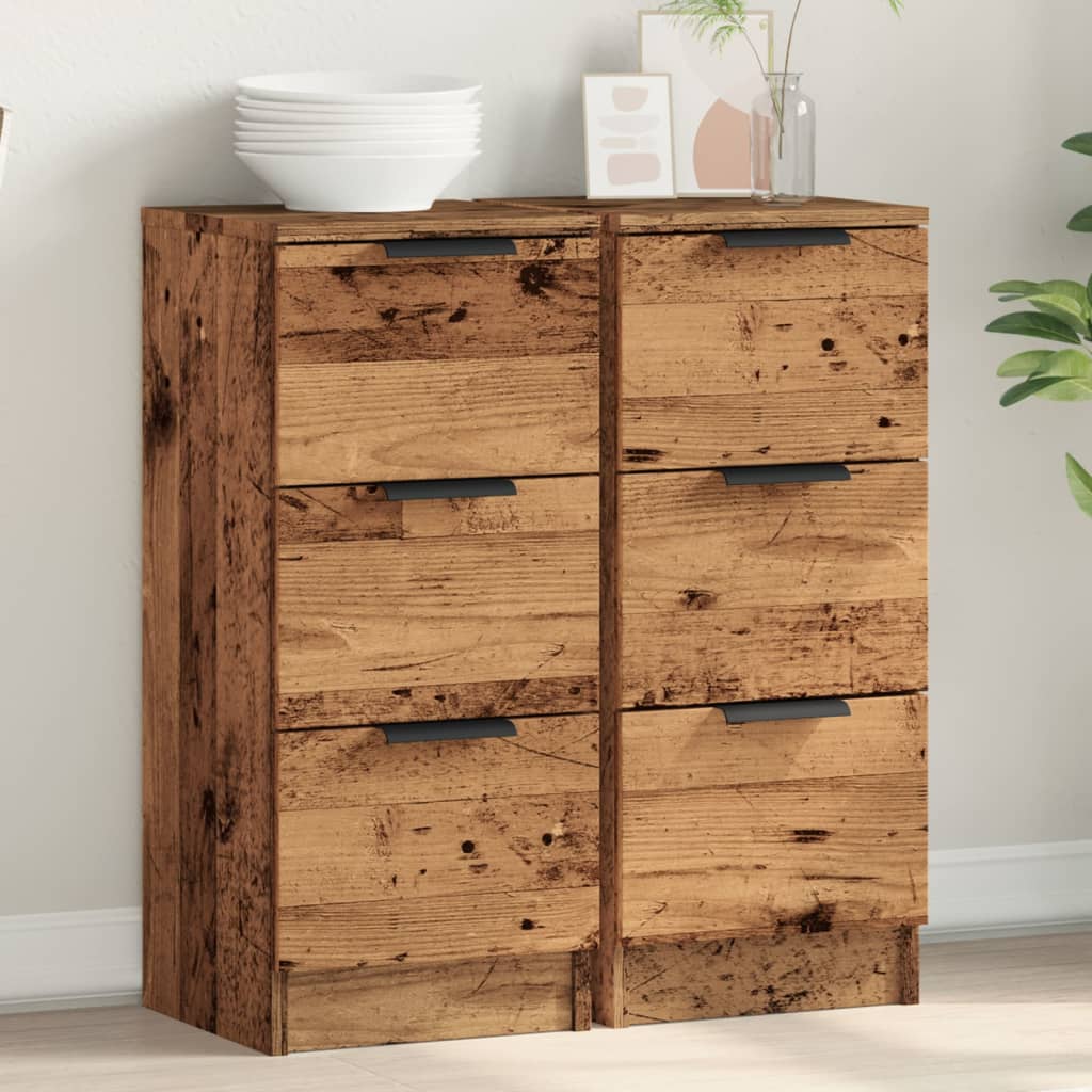 Sideboards 2 Stk. Altholz-Optik 30x30x70 cm Holzwerkstoff