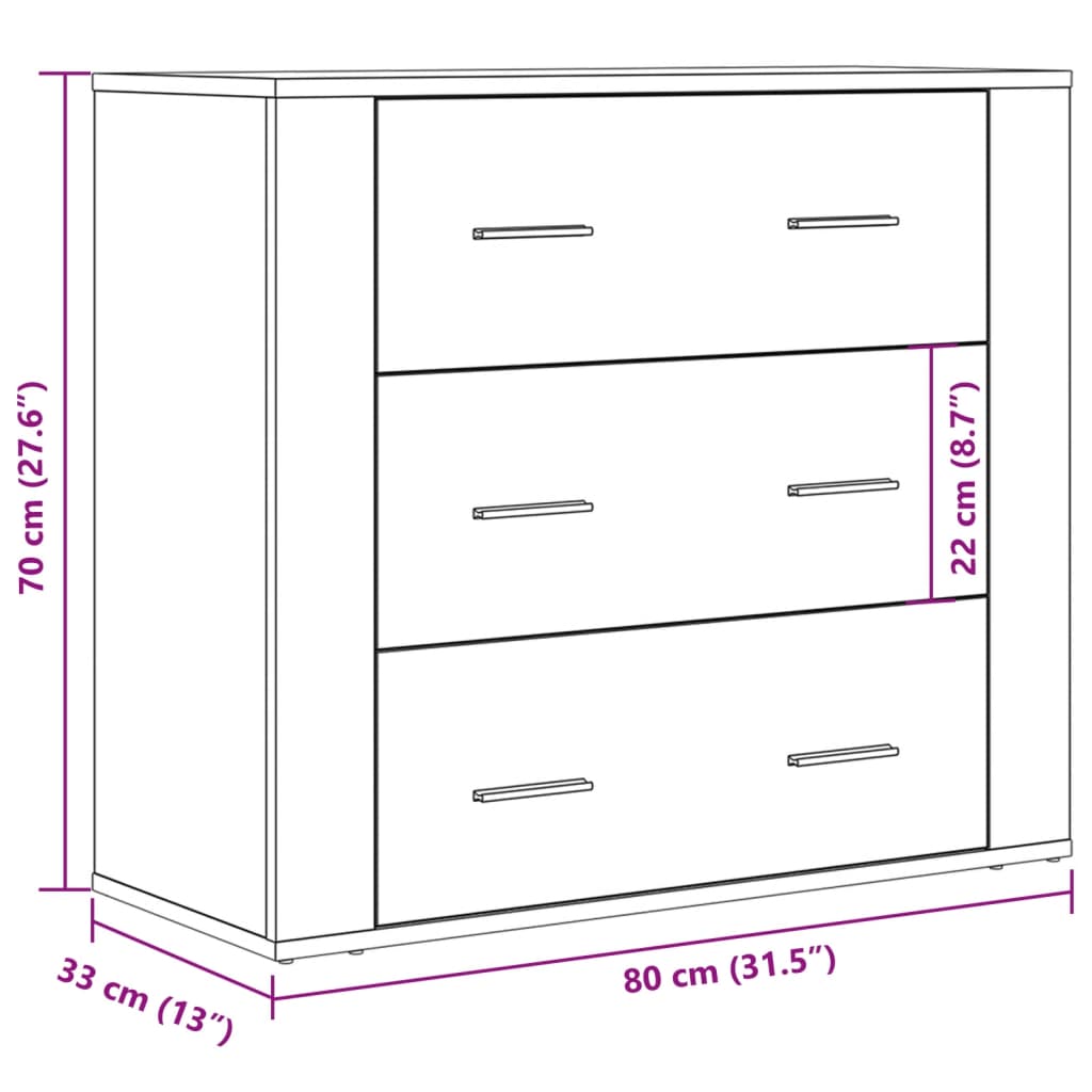 Sideboard Artisan-Eiche 80x33x70 cm Holzwerkstoff