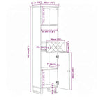 Badschrank Schwarz 38x33x160 cm Massivholz Mango