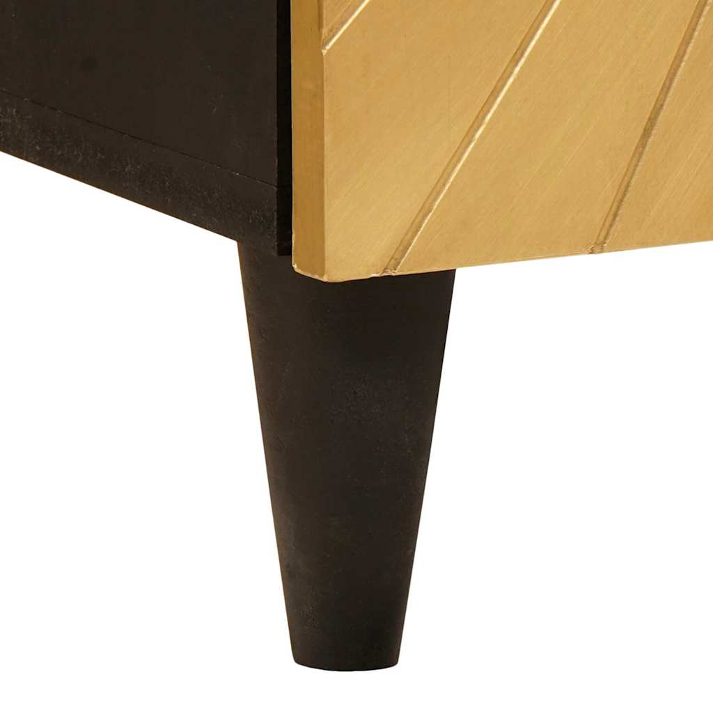 Badezimmerschrank mit Regal Schwarz und Gold 38 x 33 x 58 cm