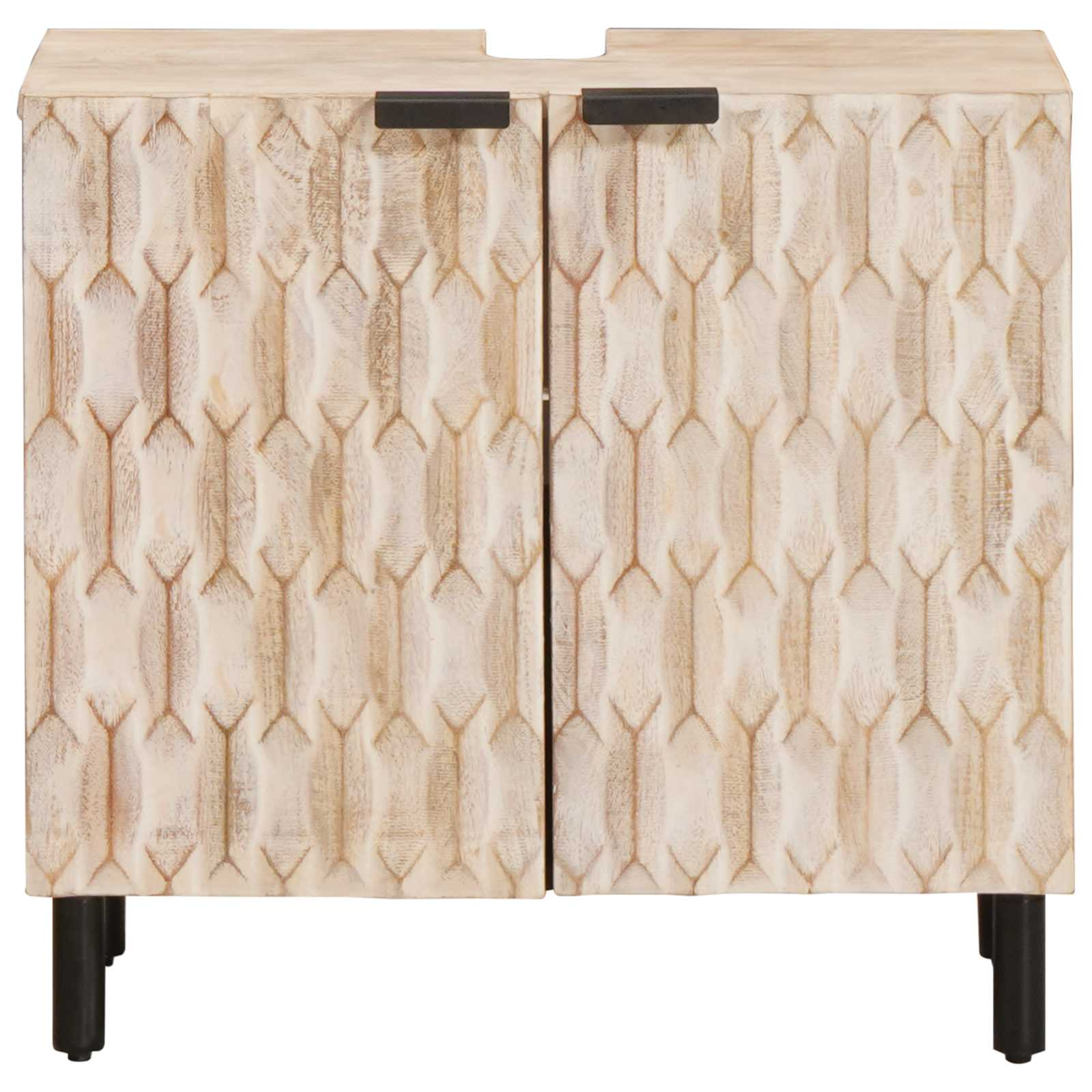 Waschbeckenschrank Weiß 62 x 33 x 58 cm Massivholz Mango