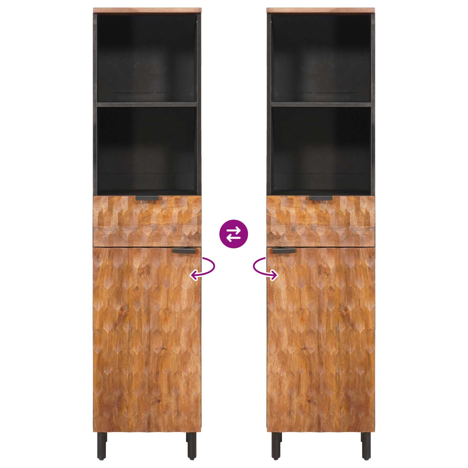 Badezimmerschrank Braun 38 x 33 x 160 cm Massivholz Mango