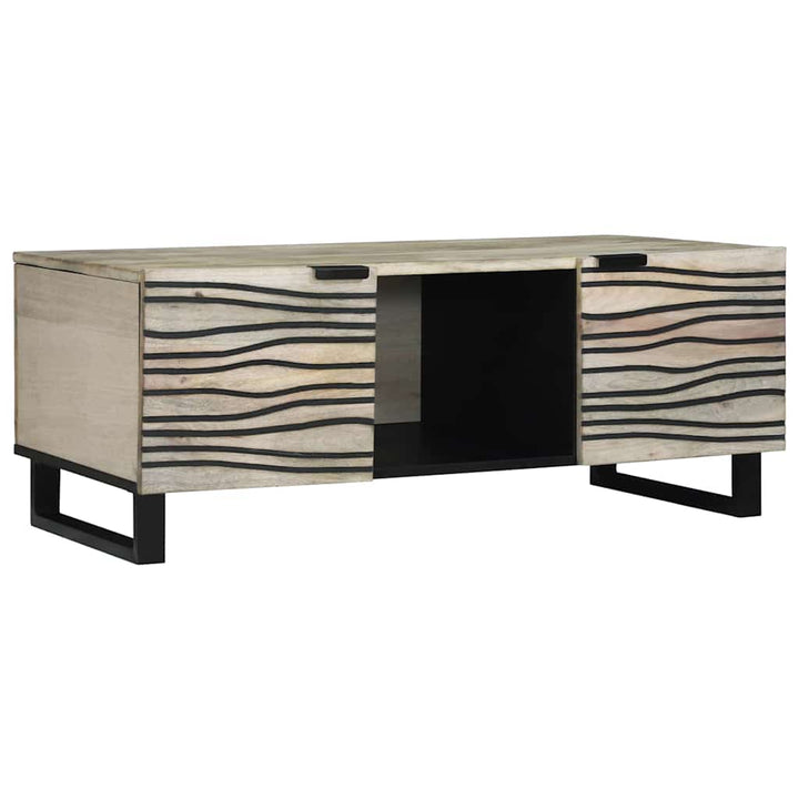Couchtisch Weiß, Schwarz 100 x 54 x 40 cm massives Mangoholz