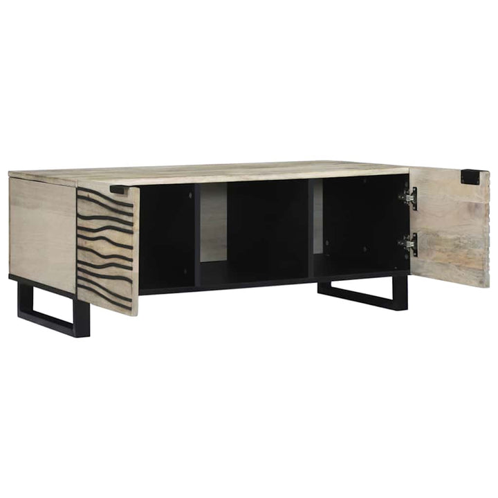 Couchtisch Weiß, Schwarz 100 x 54 x 40 cm massives Mangoholz