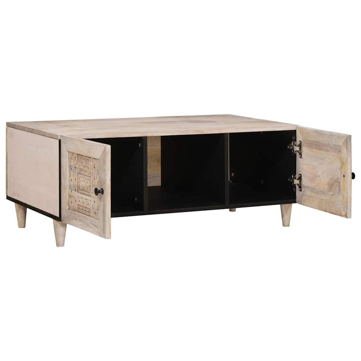 Couchtisch mit Regal Beige 100 x 54 x 40 cm massives Mangoholz