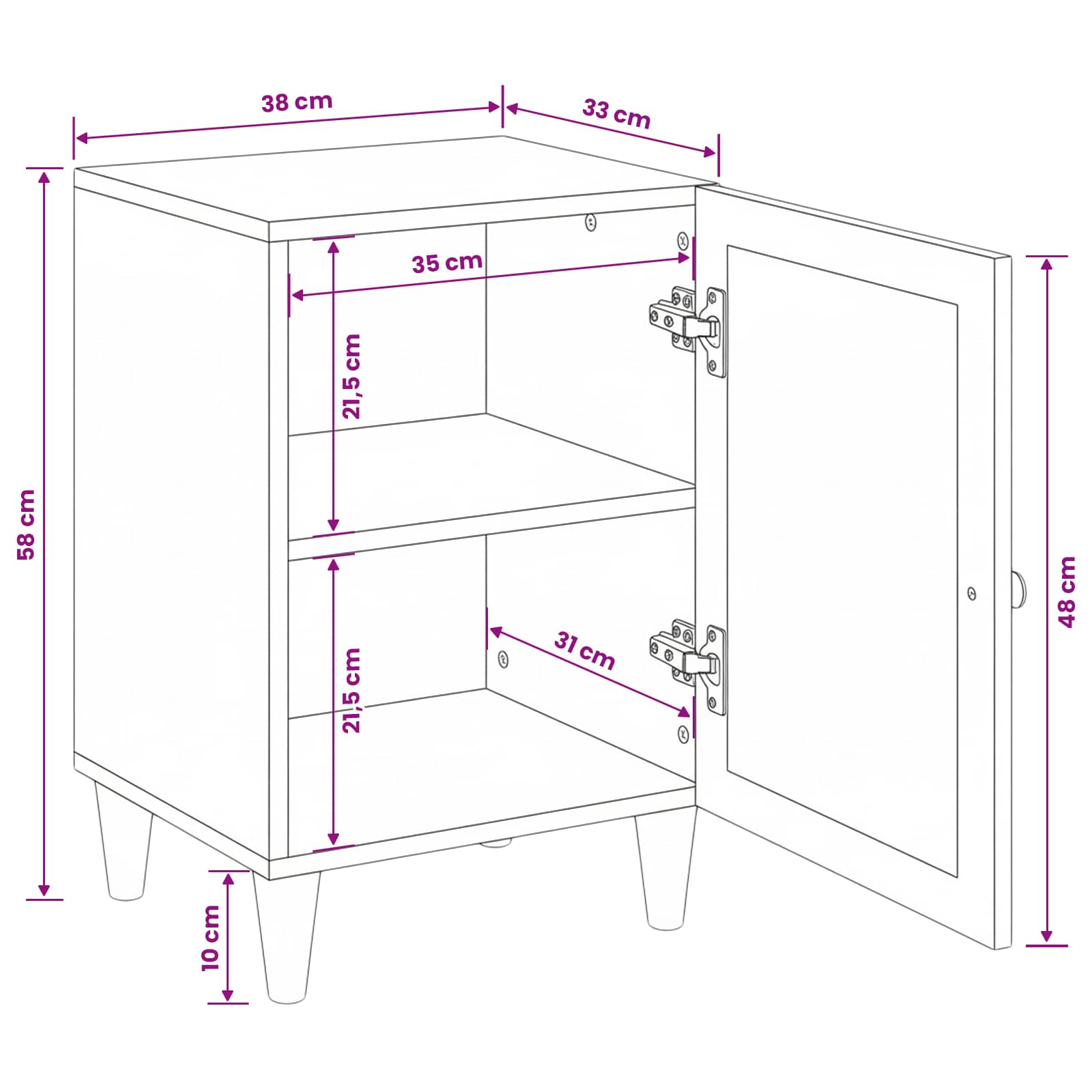 Badezimmerschrank mit Tür Weiß 38 x 33 x 58 cm Holzwerkstoff