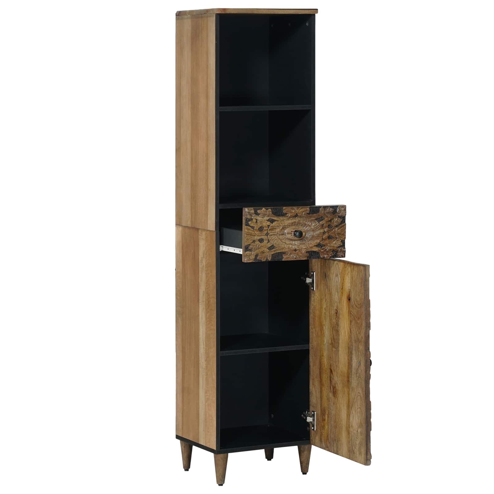 Badezimmerschrank Braun 38 x 33,5 x 160 cm Massivholz Mango