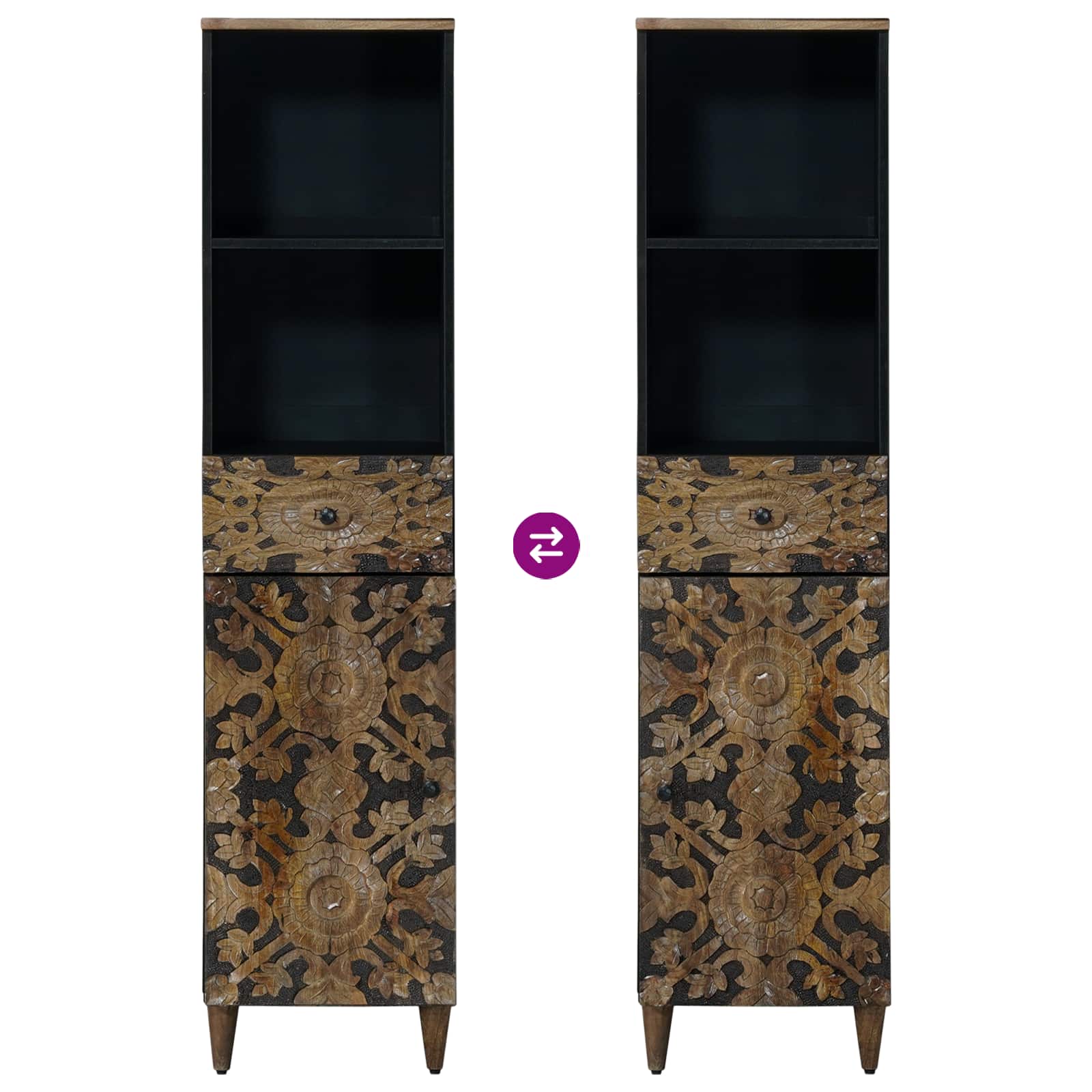 Badezimmerschrank Braun 38 x 33,5 x 160 cm Massivholz Mango