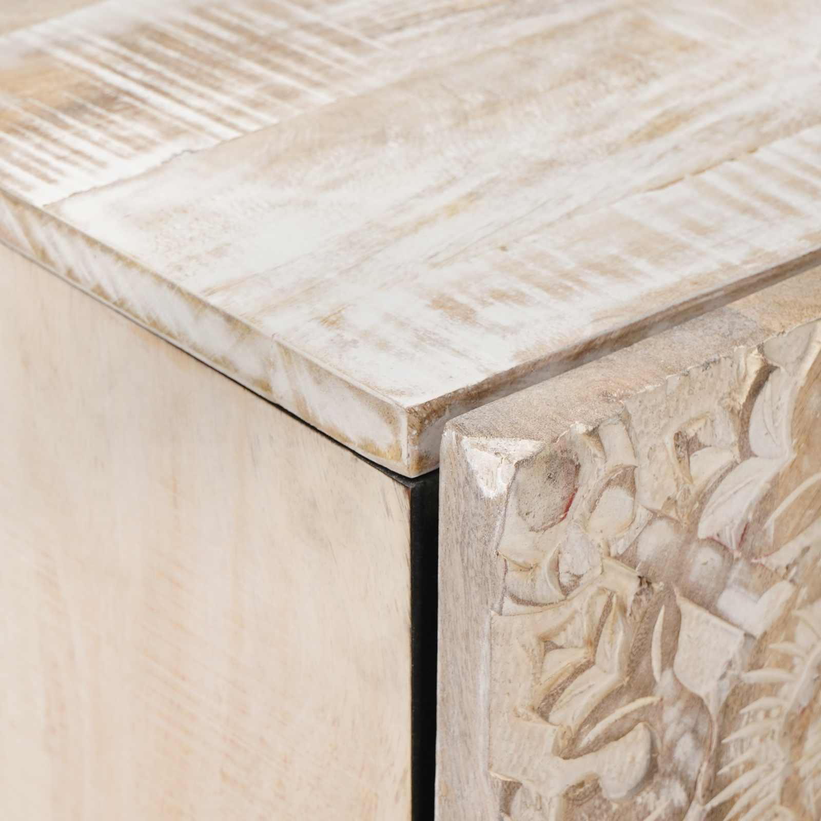 Badezimmerschrank Weiß 38 x 33,5 x 58 cm Massivholz Mango