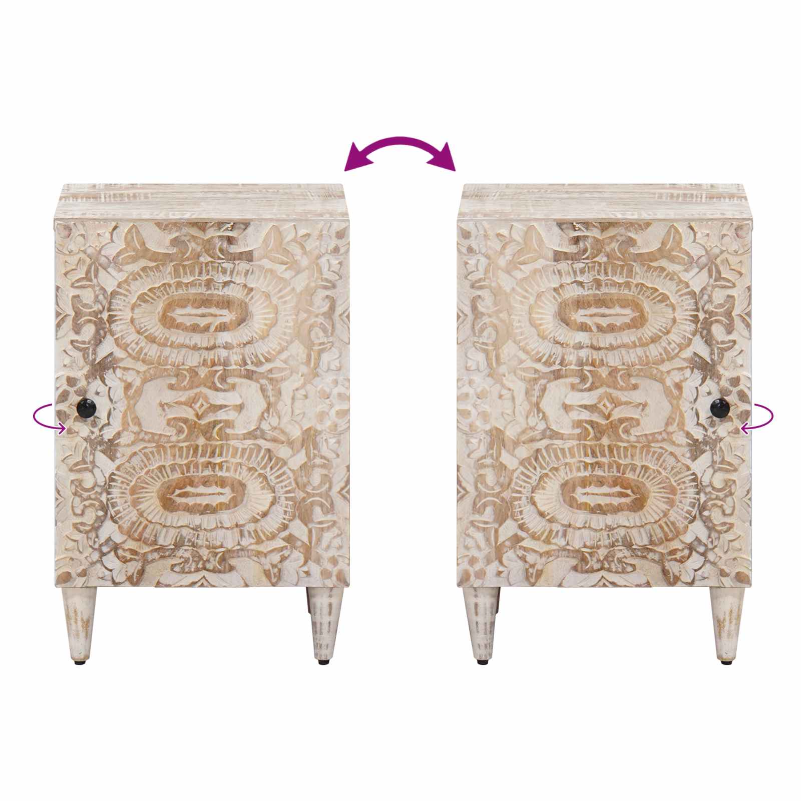 Badezimmerschrank Weiß 38 x 33,5 x 58 cm Massivholz Mango