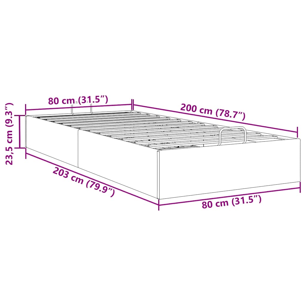 Ottoman-Bett ohne Matratze Grau 80x200 cm Kunstleder