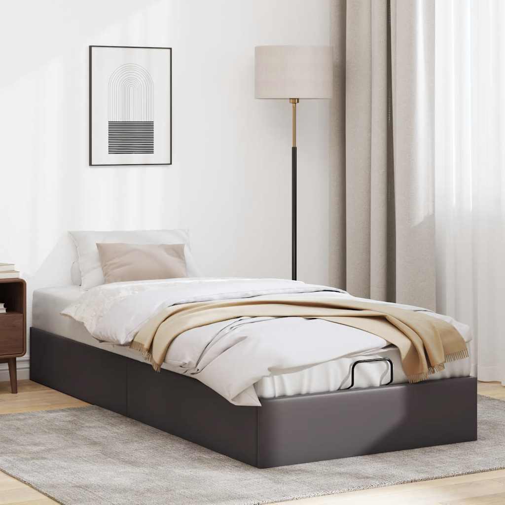 Ottoman-Bett ohne Matratze Grau 80x200 cm Kunstleder