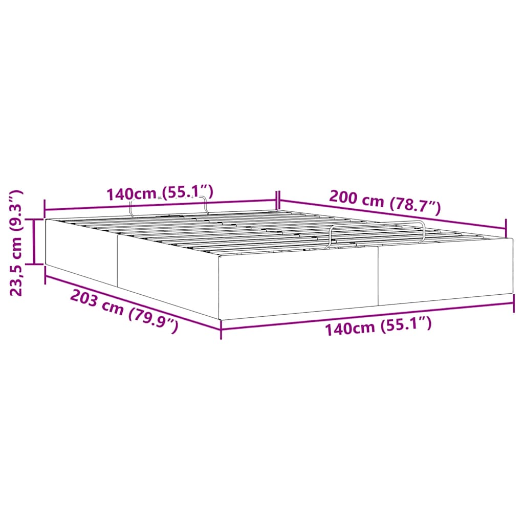 Ottoman-Bett ohne Matratze Grau 140x200 cm Kunstleder