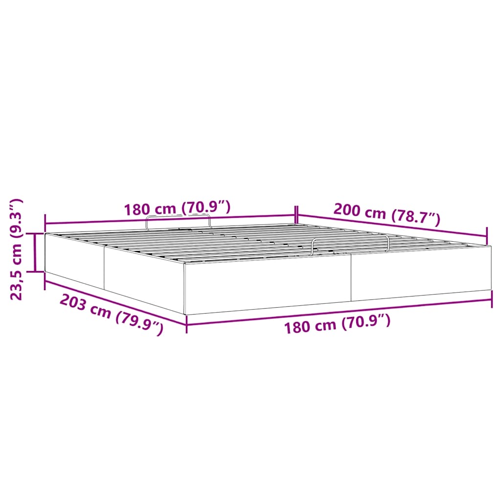 Ottoman-Bett ohne Matratze Grau 180x200 cm Kunstleder